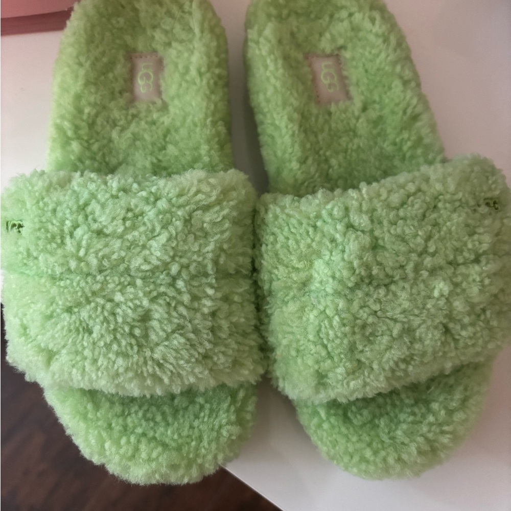 UGG Plush Lime Green Slides